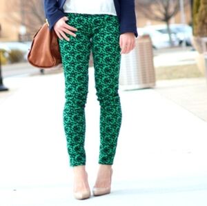 J. Crew Toothpick Corduroy Green Bow Jeans